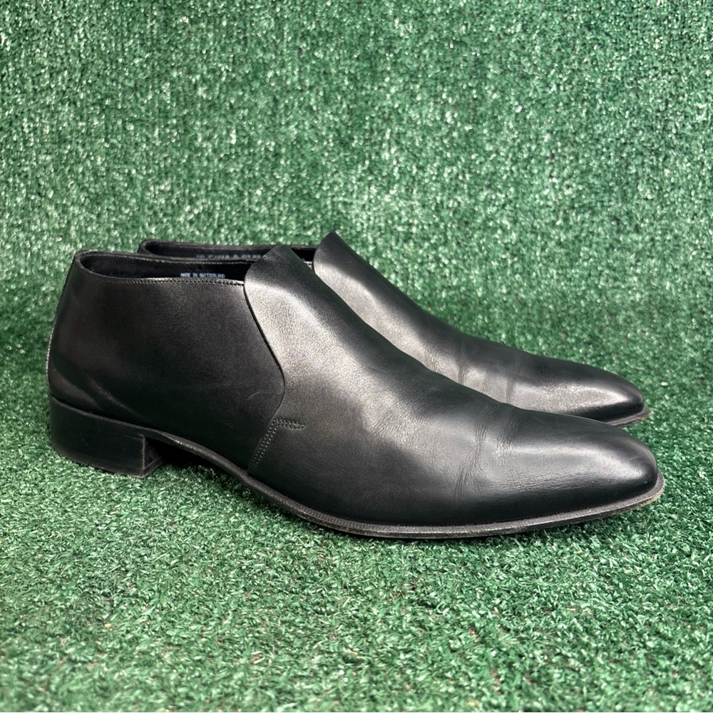 Bally Love Black Leather Ankle Boots Pointy Toe‎ Slip On Chelseas Mens Size 10 D